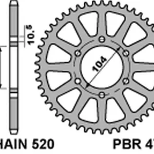 Jen Po Omezenou Doba PBR zadní řetězové kolo 478 47 C45 KAWASAKI Z 1000/SX '03-'20, ZX-10R/RR '04-'20, ZX-6R '98-'20, ER-6N '06-'17, VERSYS 650 '07-'20 (JTR478.47) (ŘETĚZ 520) (MADE IN ITALY)